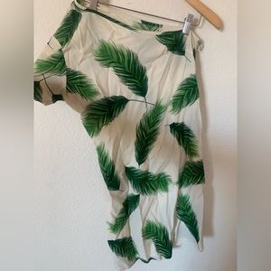 Custom made Green Feather One Shoulder Dress